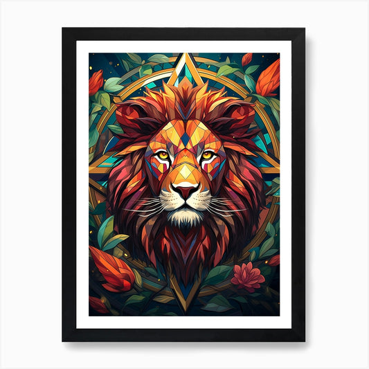 Abstract Lion Head Art Print Framed Wall Art Poster Canvas Print Picture