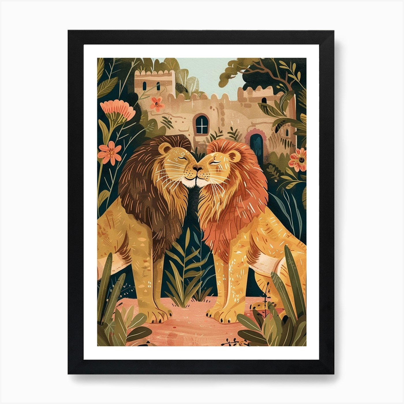Barbary Lion Rituals Illustration 1 Framed Wall Art Poster Canvas Print Picture