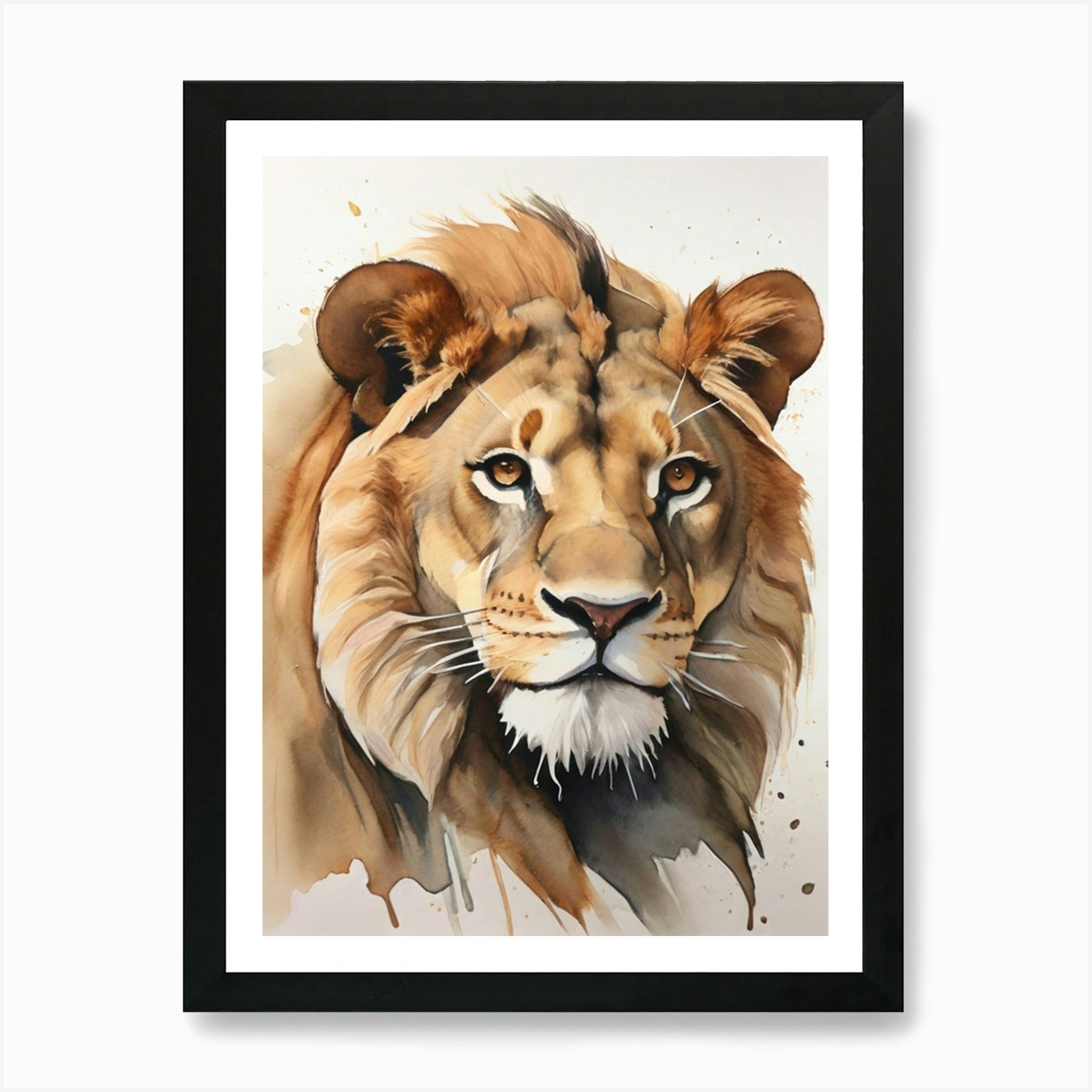 Lion Watercolor Painting Art Print Framed Wall Art Poster Canvas Print Picture
