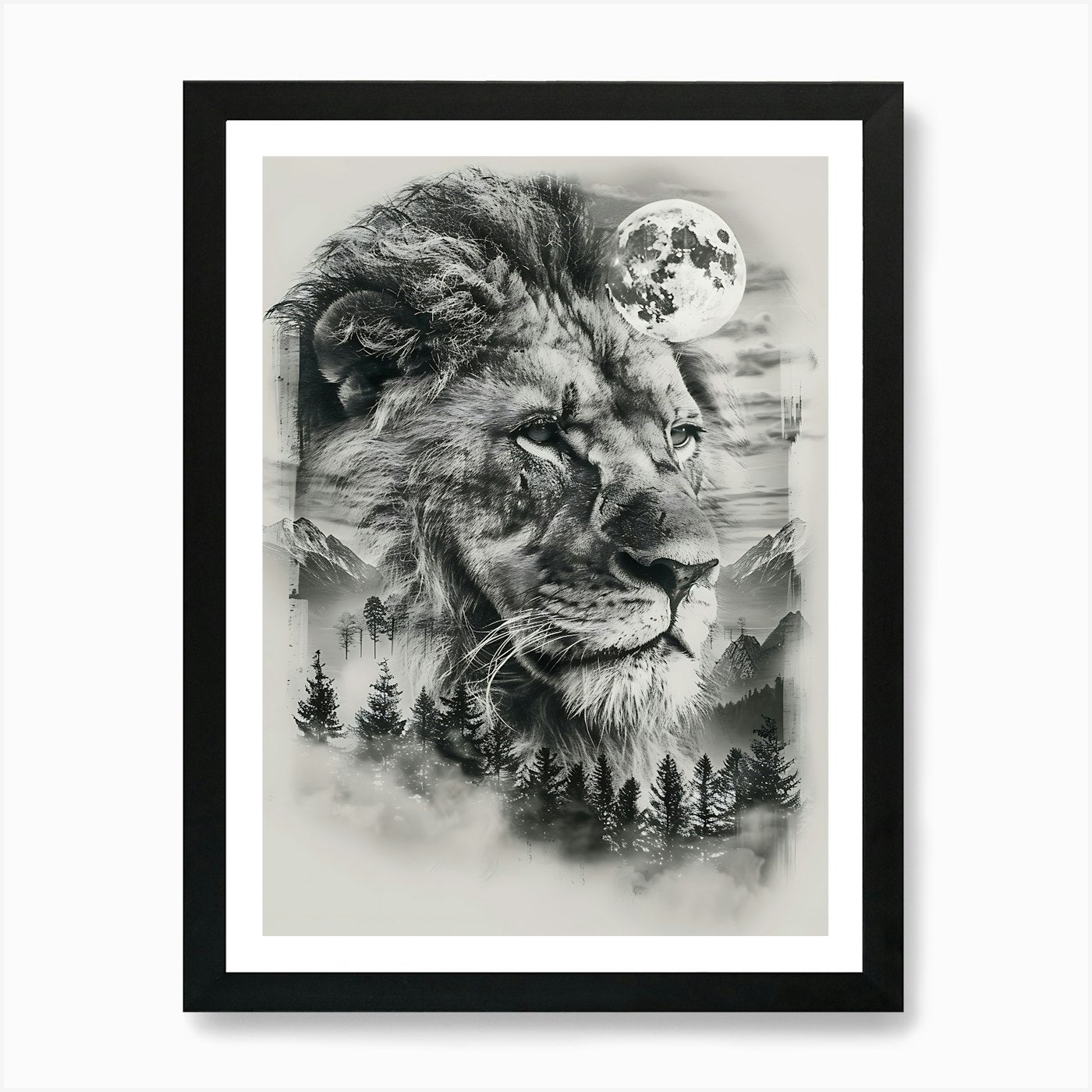 Lion In The Forest 13 Art Print Framed Wall Art Poster Canvas Print Picture