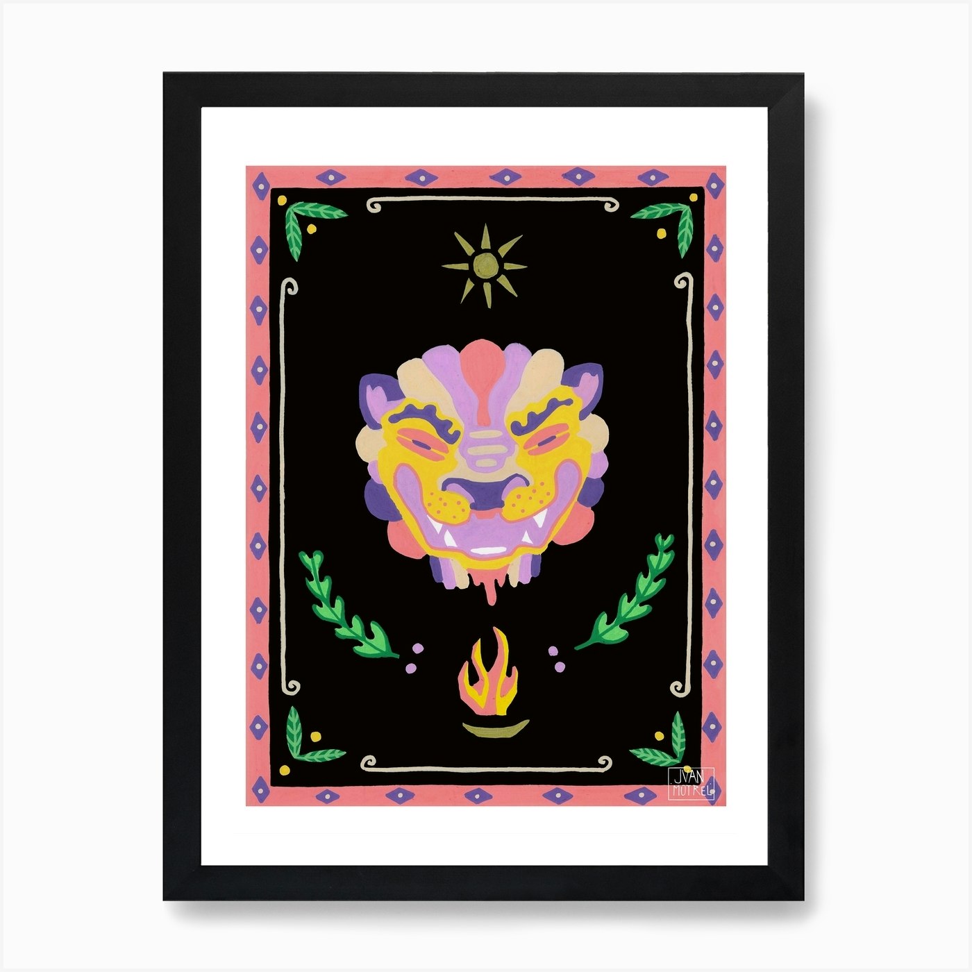 Golden Sun Lion Art Print Framed Wall Art Poster Canvas Print Picture