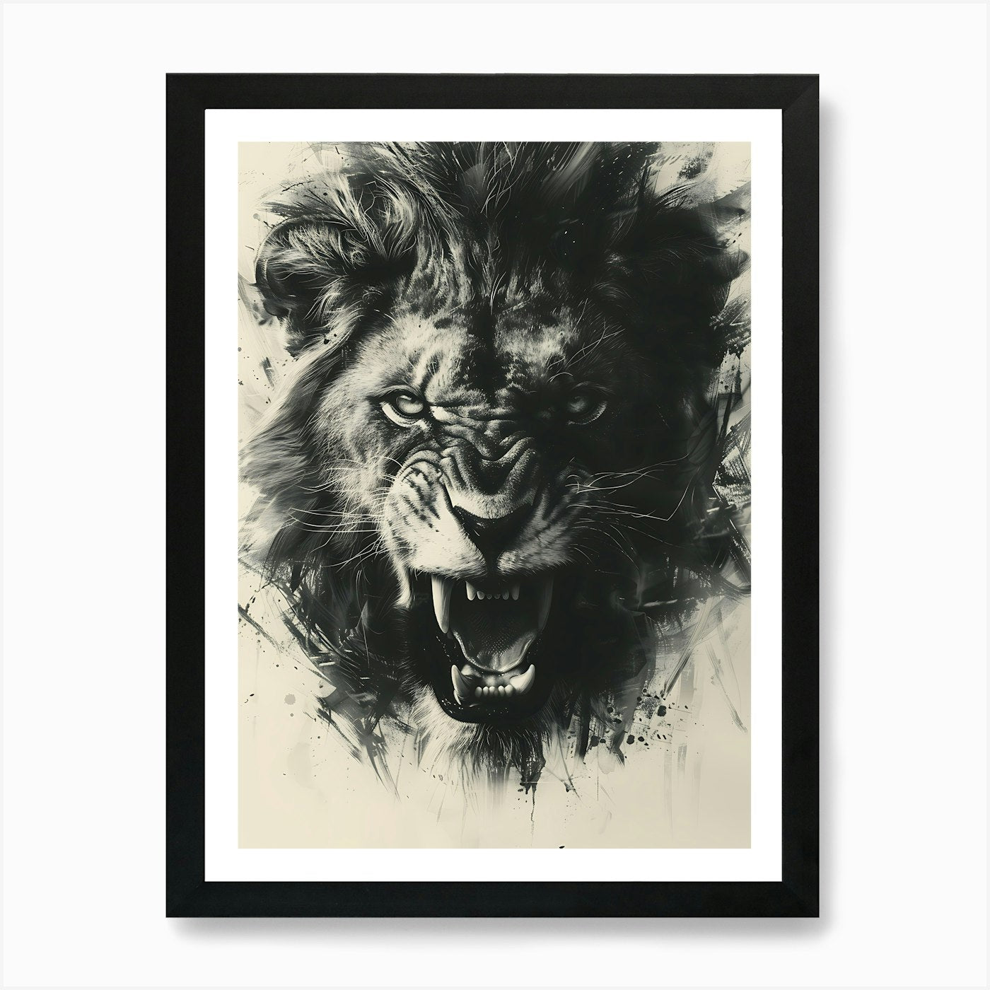 Lion Roaring 10 Art Print Framed Wall Art Poster Canvas Print Picture