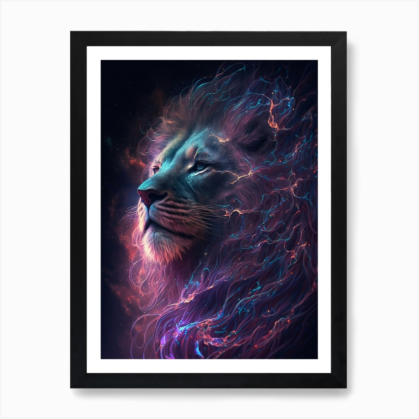 Magical Lion Universe Art Print Framed Wall Art Poster Canvas Print Picture