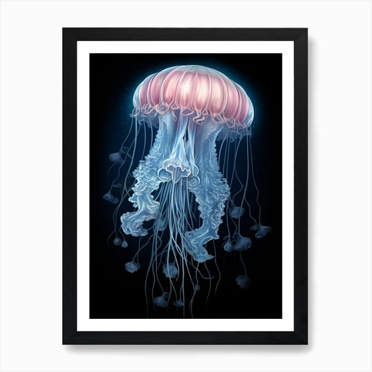 Lions Mane Jellyfish Realistic 2 Ar Framed Wall Art Poster Canvas Print Picture