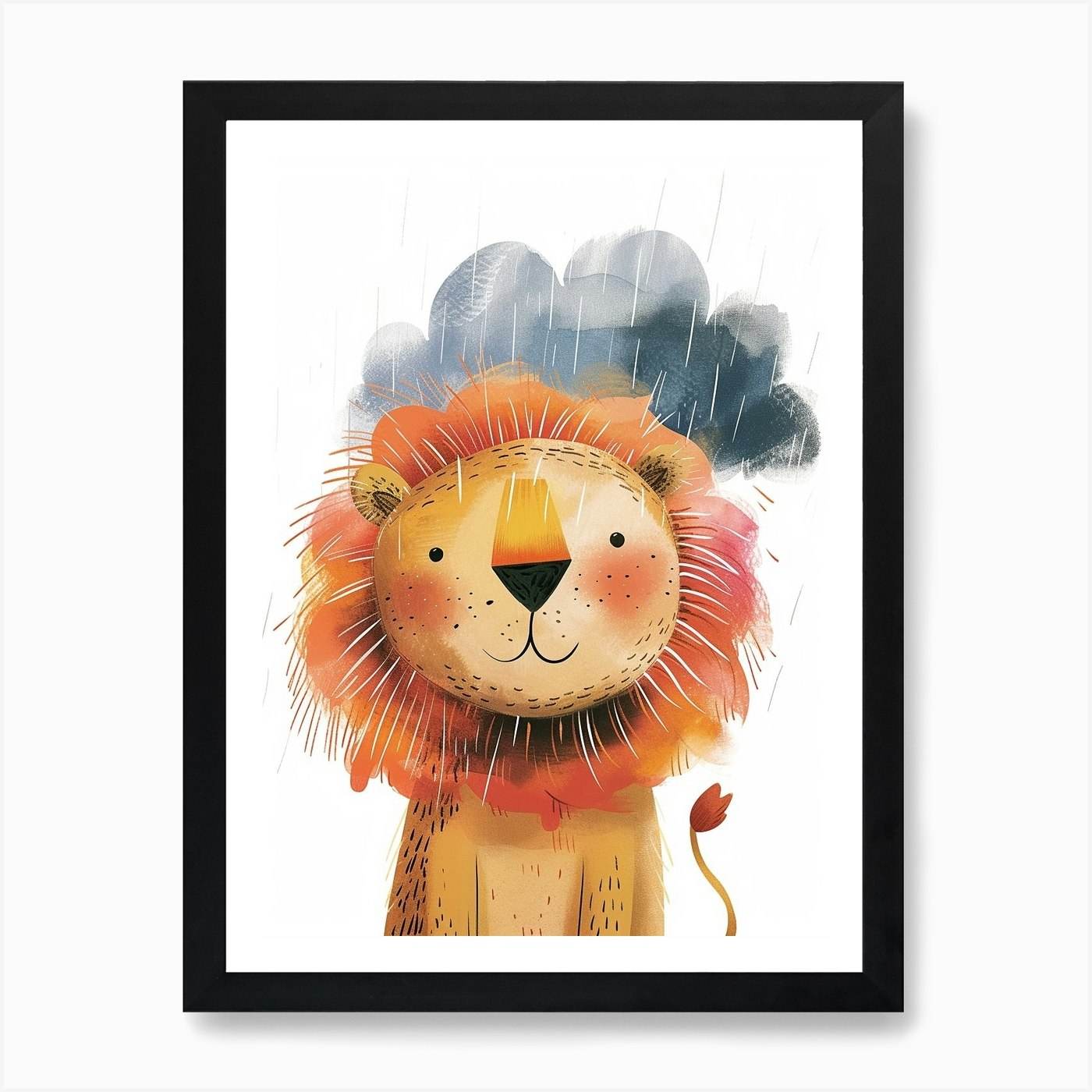 Barbary Lion Facing A Storm Clipart Framed Wall Art Poster Canvas Print Picture