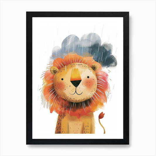 Barbary Lion Facing A Storm Clipart Framed Wall Art Poster Canvas Print Picture