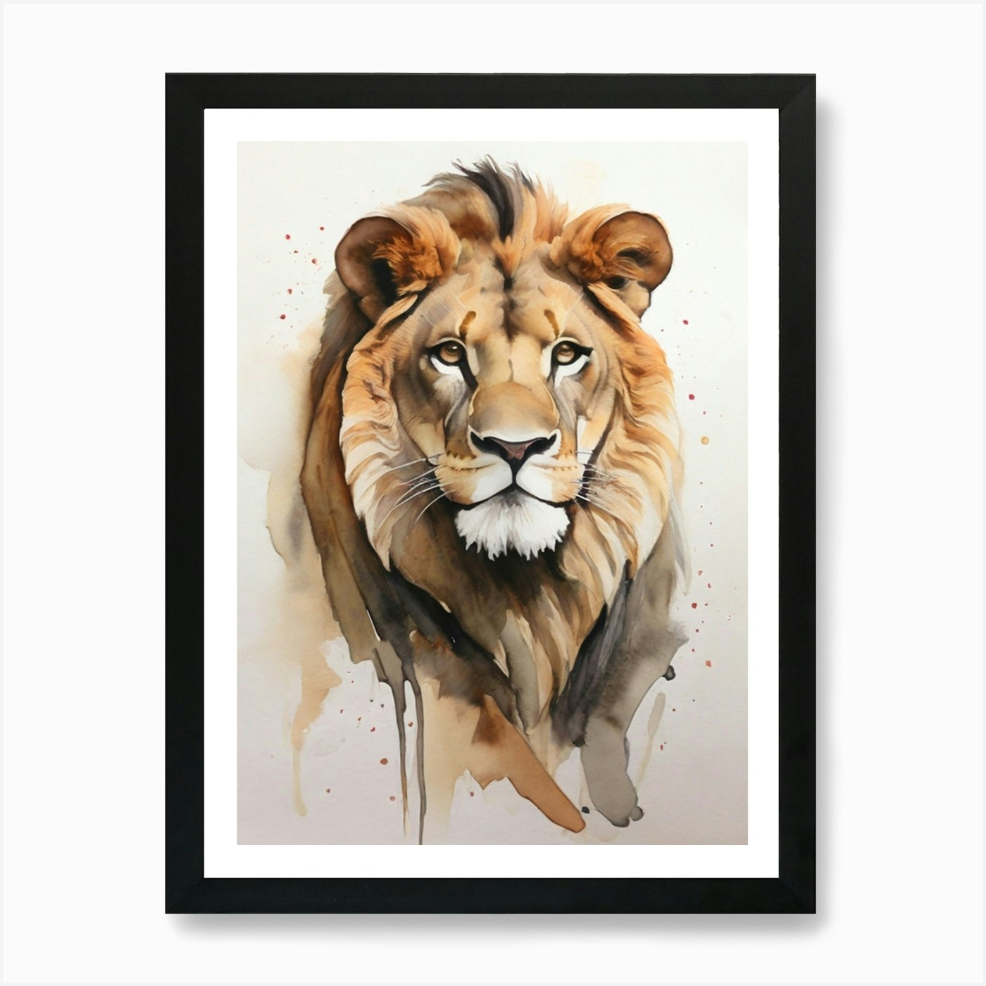Lion Watercolor Painting 9 Art Prin Framed Wall Art Poster Canvas Print Picture