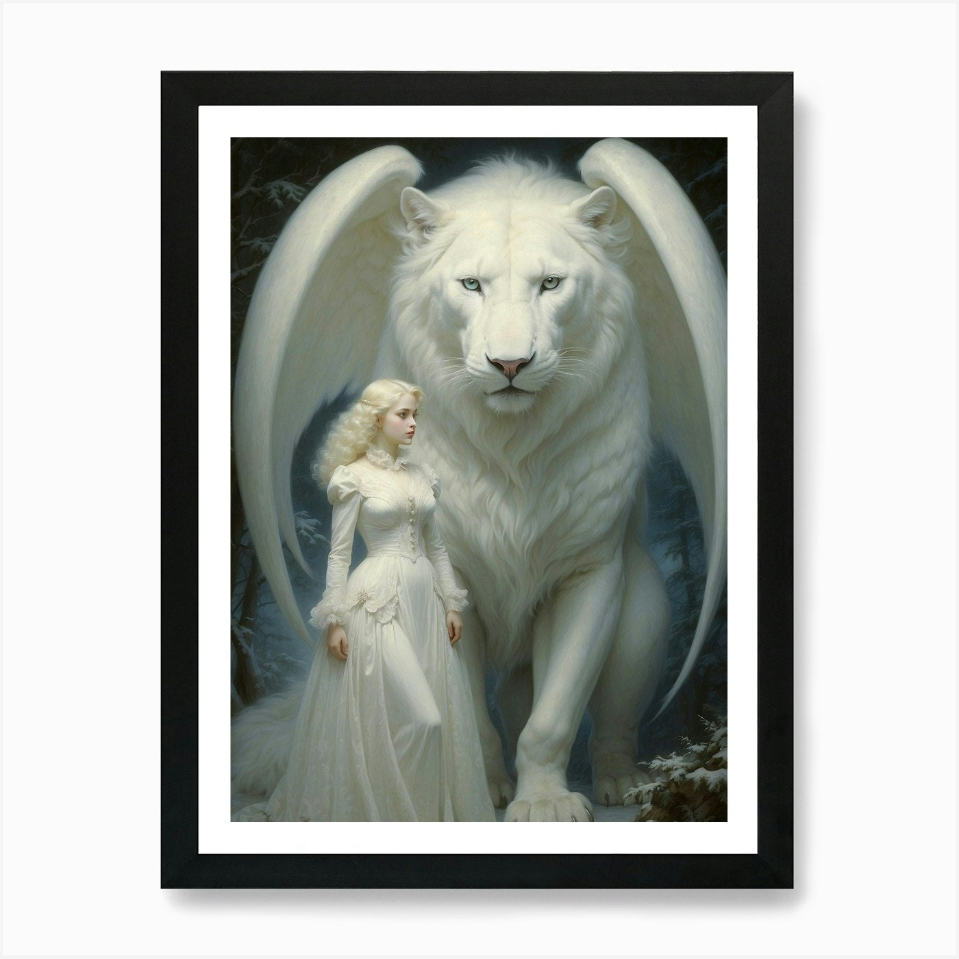 White Lion Art Print Framed Wall Art Poster Canvas Print Picture
