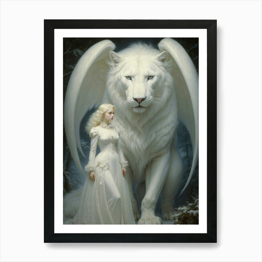 White Lion Art Print Framed Wall Art Poster Canvas Print Picture