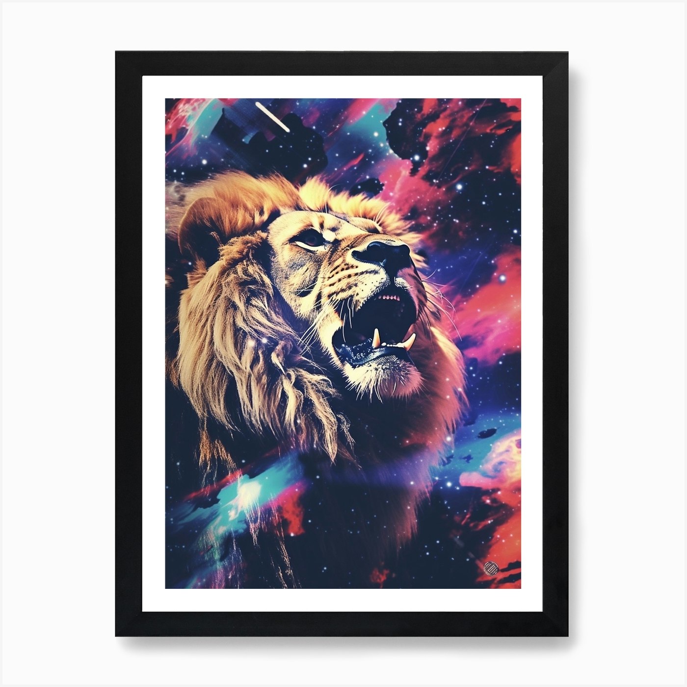 Lion Zodiac Retro Collage 4 Art Pri Framed Wall Art Poster Canvas Print Picture