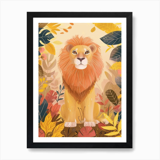 African Lion Lion In Different Seas Framed Wall Art Poster Canvas Print Picture