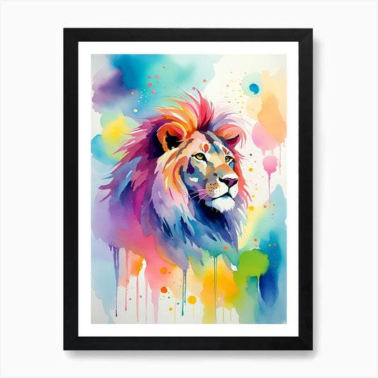 Colorful Lion Painting 1 Art Print Framed Wall Art Poster Canvas Print Picture