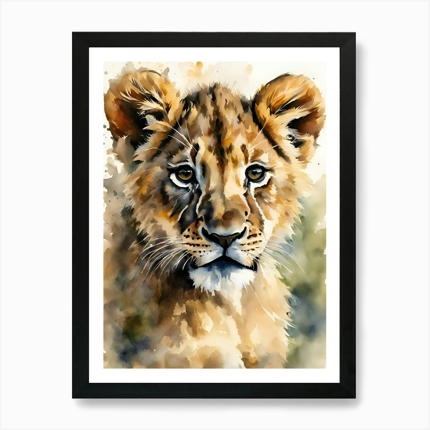 Lion Watercolor Painting Art Print Framed Wall Art Poster Canvas Print Picture