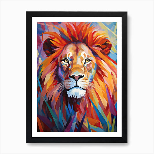 Lion Art Painting Expressionism Sty Framed Wall Art Poster Canvas Print Picture