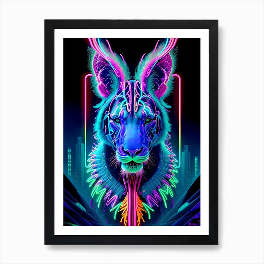 Neon Lion 1 Art Print Framed Wall Art Poster Canvas Print Picture