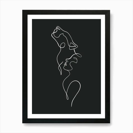 Spirit Animal Lion Cat One Line Art Framed Wall Art Poster Canvas Print Picture