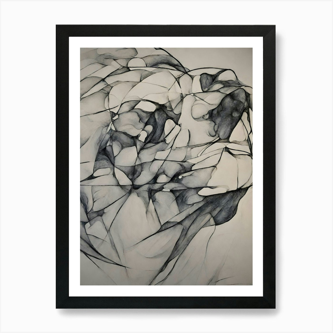 Abstract Drawing Of A Lion Art Prin Framed Wall Art Poster Canvas Print Picture