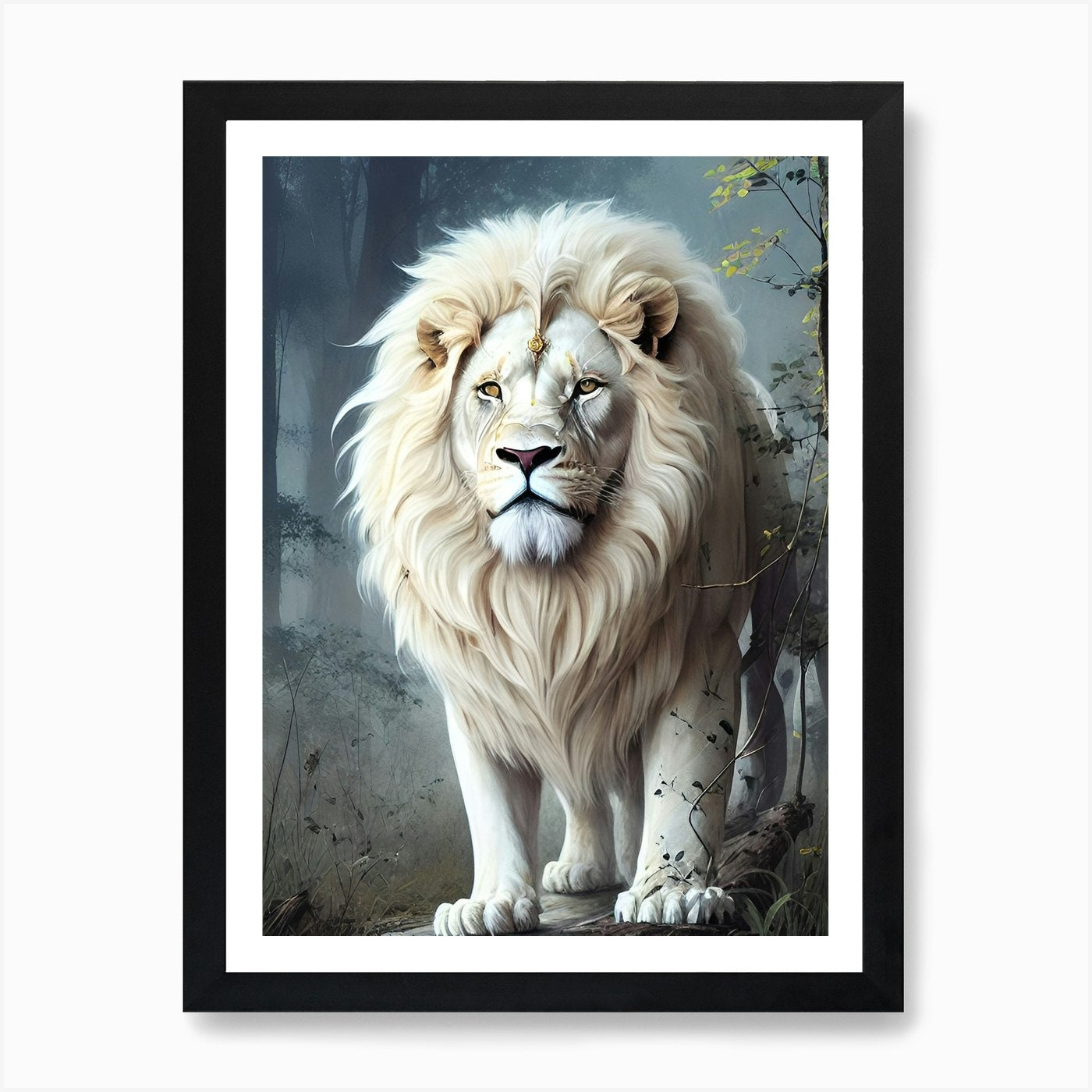White Lion 1 Art Print Framed Wall Art Poster Canvas Print Picture