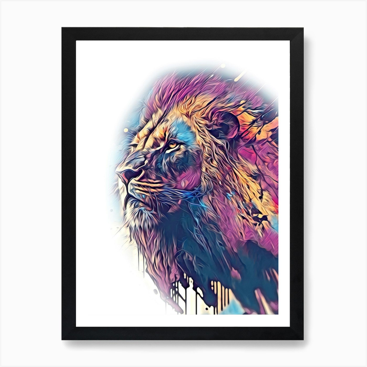 A Nice Lion Art Illustration In A P Framed Wall Art Poster Canvas Print Picture