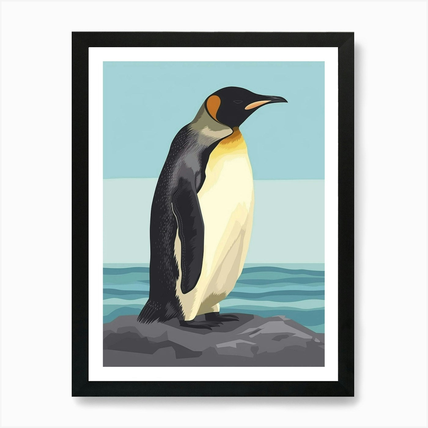 Emperor Penguin Sea Lion Island Min Framed Wall Art Poster Canvas Print Picture