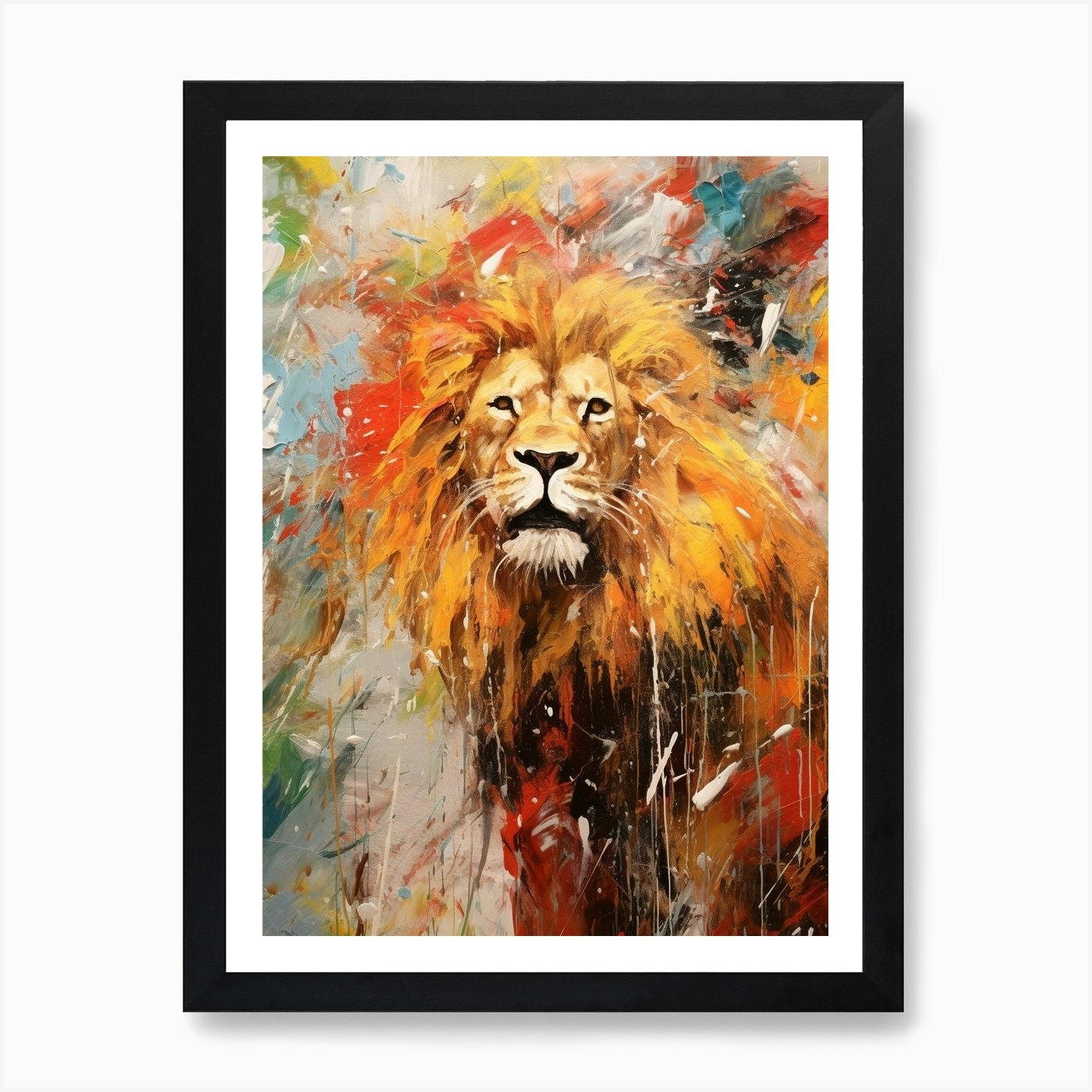 Lion Abstract Expressionism 2 Art P Framed Wall Art Poster Canvas Print Picture