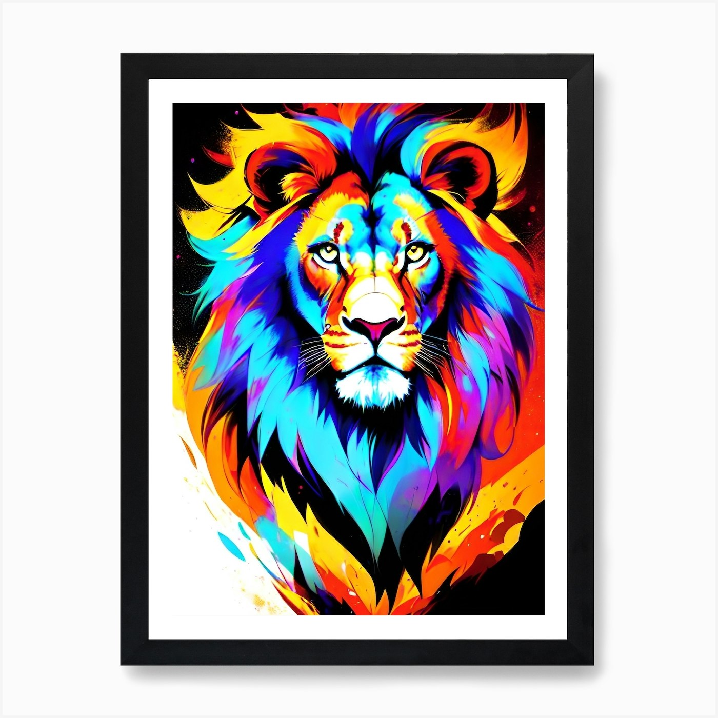 Colorful Lion 5 Art Print Framed Wall Art Poster Canvas Print Picture