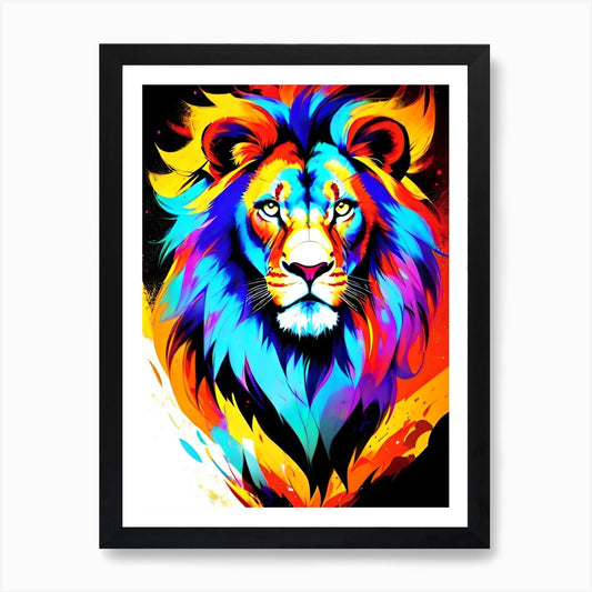 Colorful Lion 5 Art Print Framed Wall Art Poster Canvas Print Picture