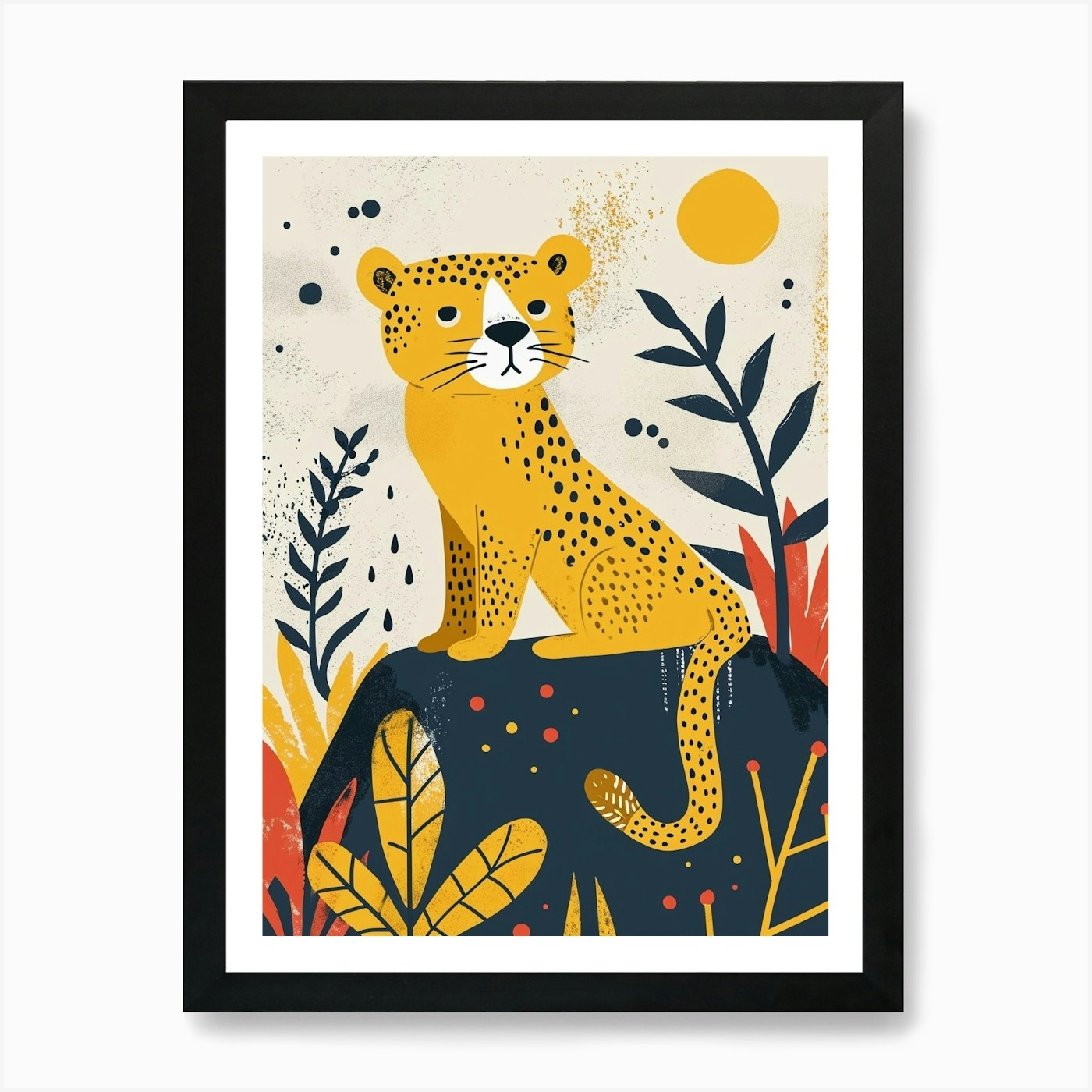 Yellow Mountain Lion 7 Art Print Framed Wall Art Poster Canvas Print Picture