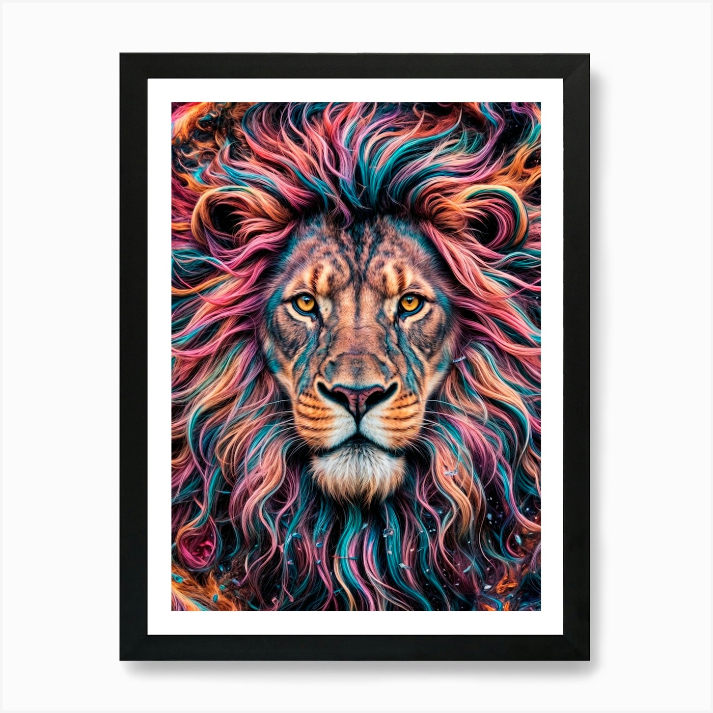 Lion colorful 1 Art Print Framed Wall Art Poster Canvas Print Picture
