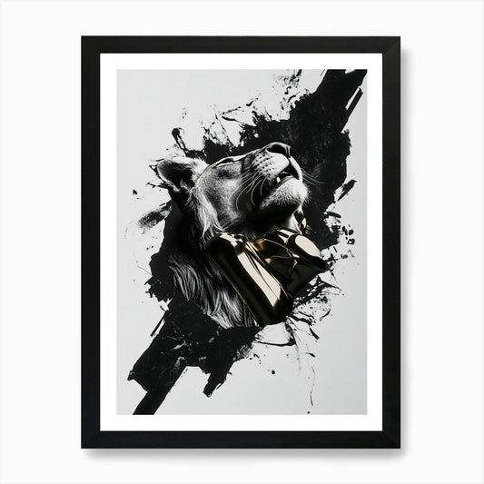 Lion - Splatter Art Print Framed Wall Art Poster Canvas Print Picture