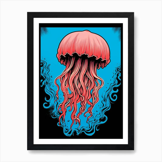 Lions Mane Jellyfish Pop Art 2 Art  Framed Wall Art Poster Canvas Print Picture