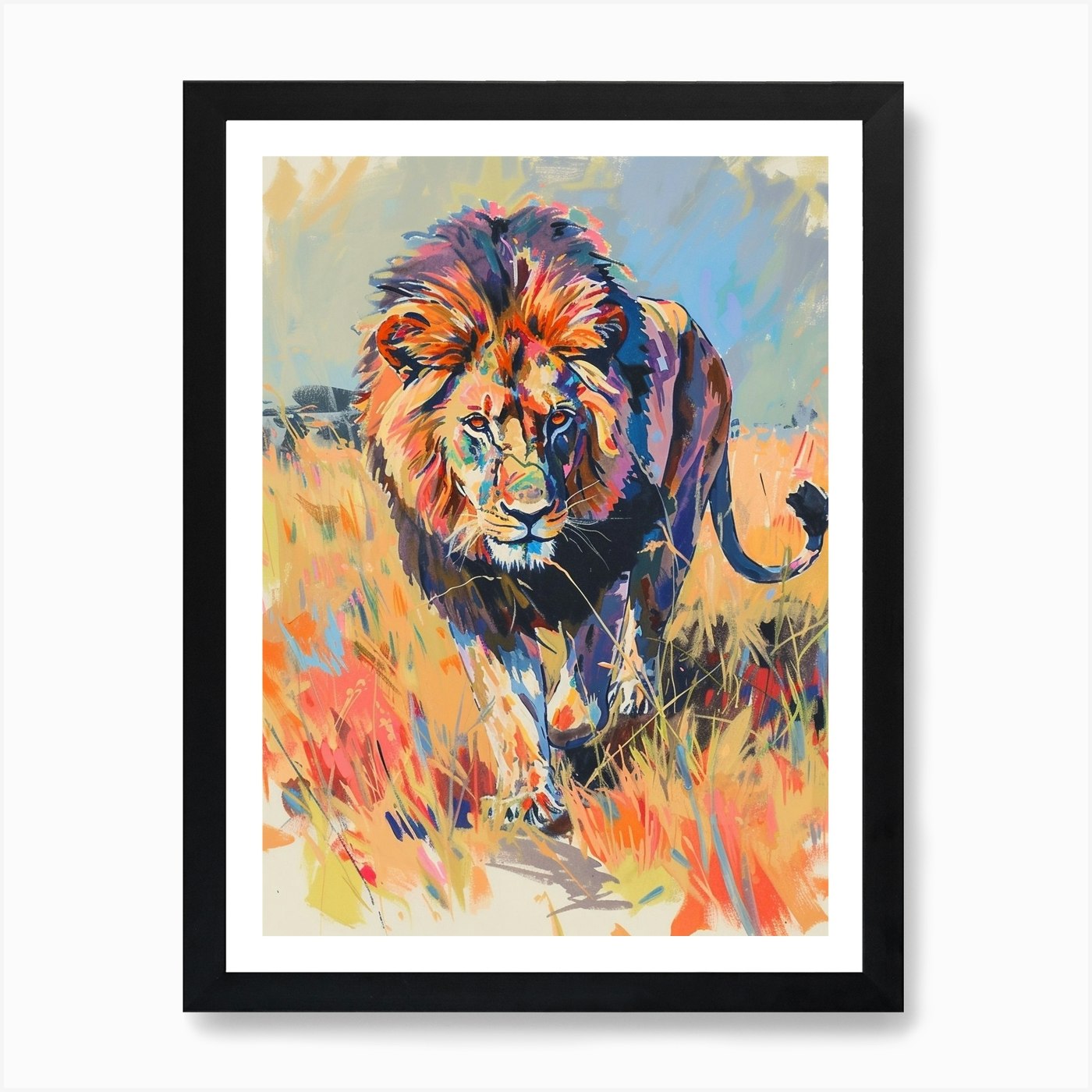 Masai Lion Mating Rituals Fauvist P Framed Wall Art Poster Canvas Print Picture