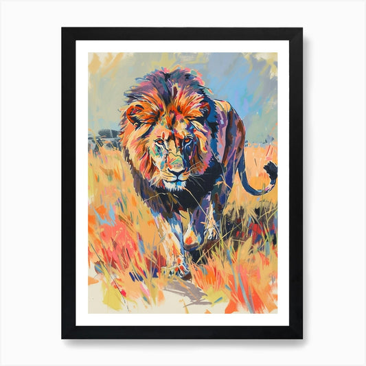 Masai Lion Mating Rituals Fauvist P Framed Wall Art Poster Canvas Print Picture