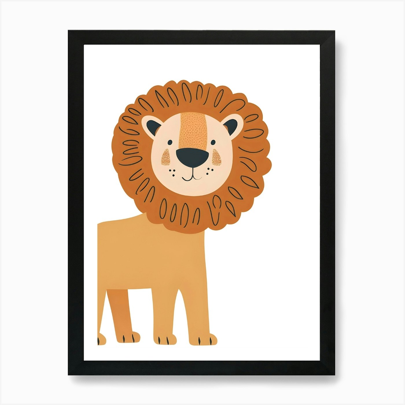 Lion Cartoon Art Print Framed Wall Art Poster Canvas Print Picture