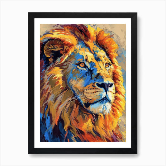 Southwest African Lion Portrait Clo Framed Wall Art Poster Canvas Print Picture