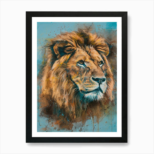 Lion Pastel Watercolour 2 Art Print Framed Wall Art Poster Canvas Print Picture
