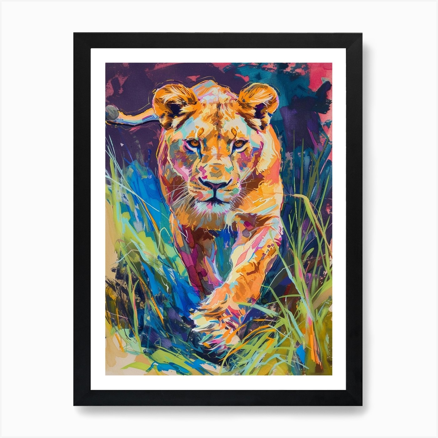 Transvaal Lion Lioness On The Prowl Framed Wall Art Poster Canvas Print Picture
