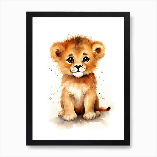 Drawing Watercolour Lion Art Painti Framed Wall Art Poster Canvas Print Picture