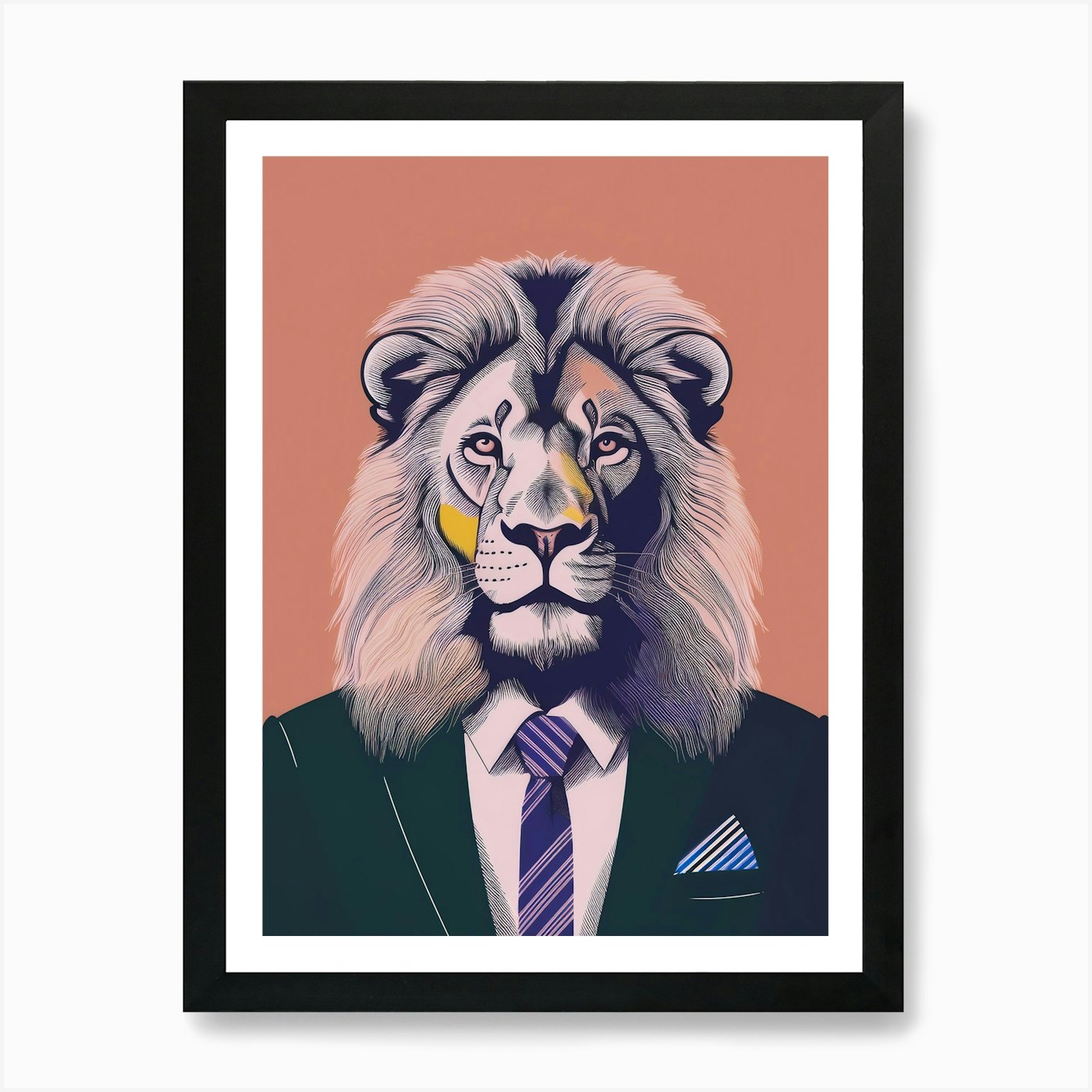 Lion In A Suit Art Print Framed Wall Art Poster Canvas Print Picture