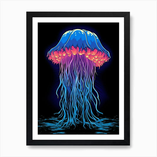Lions Mane Jellyfish Pop Art 1 Art  Framed Wall Art Poster Canvas Print Picture