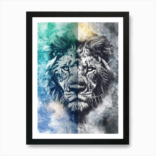 Poster Lion Africa Wild Animal Illu Framed Wall Art Poster Canvas Print Picture