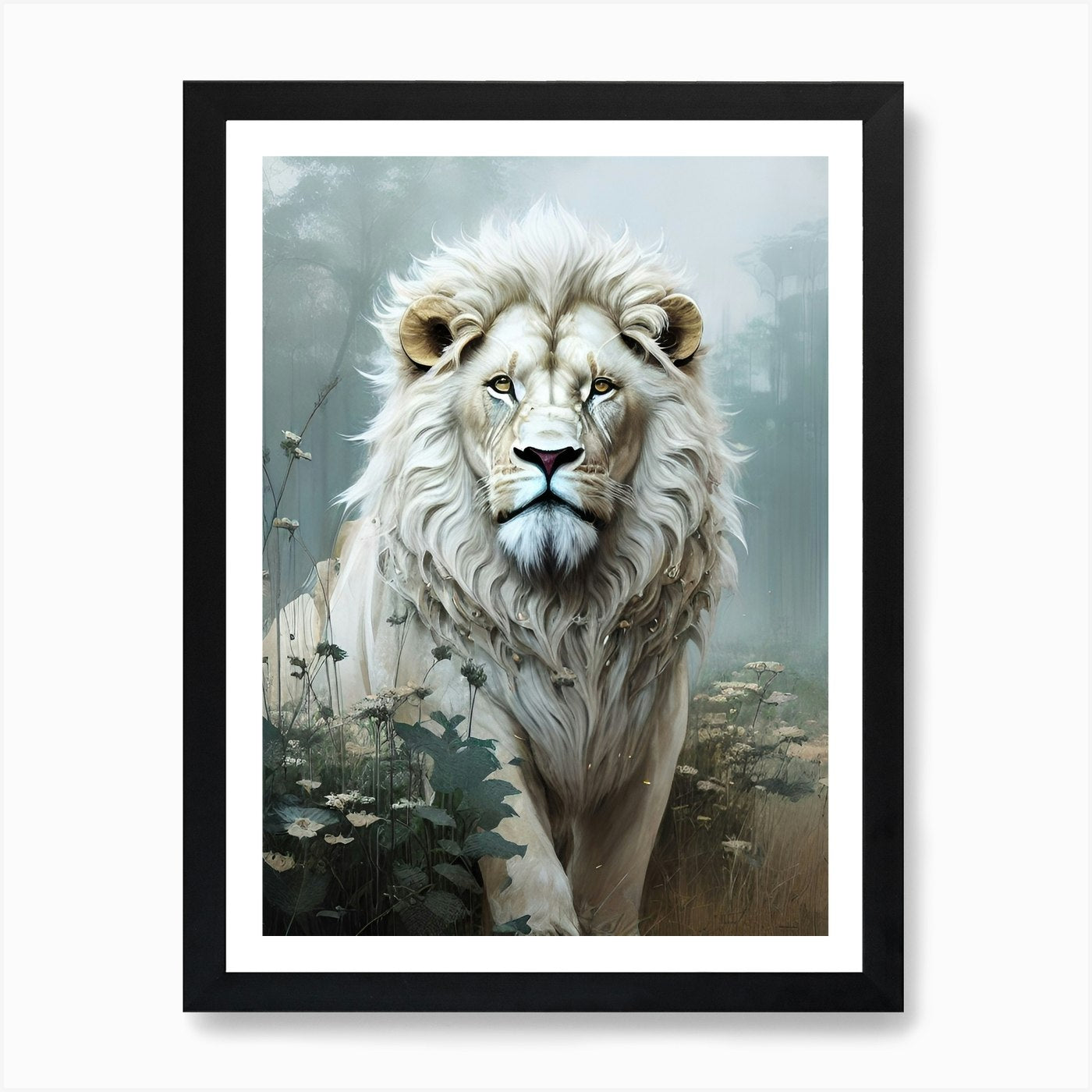 Lion In The Woods 1 Art Print Framed Wall Art Poster Canvas Print Picture