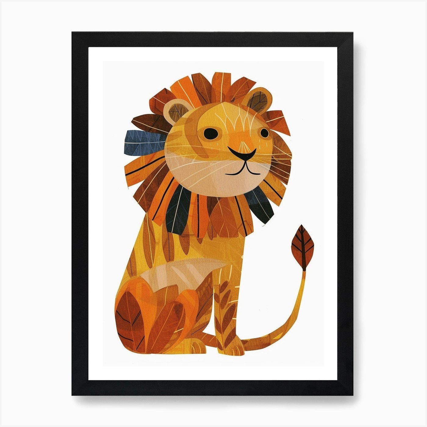 Barbary Lion Night Hunt Clipart 4 A Framed Wall Art Poster Canvas Print Picture