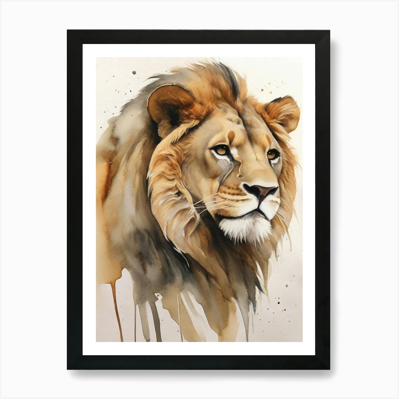 Lion Watercolor Painting 6 Art Prin Framed Wall Art Poster Canvas Print Picture