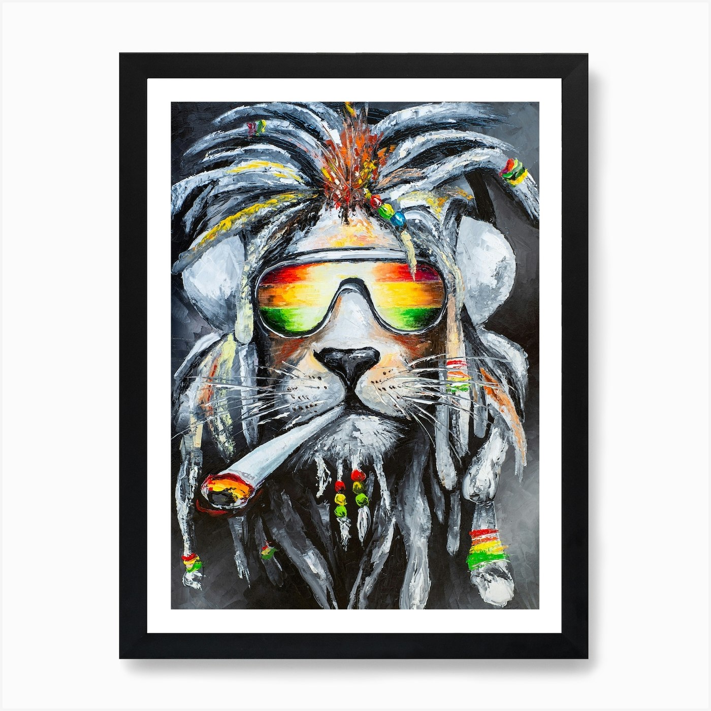 I Feel Good animals lion music art  Framed Wall Art Poster Canvas Print Picture