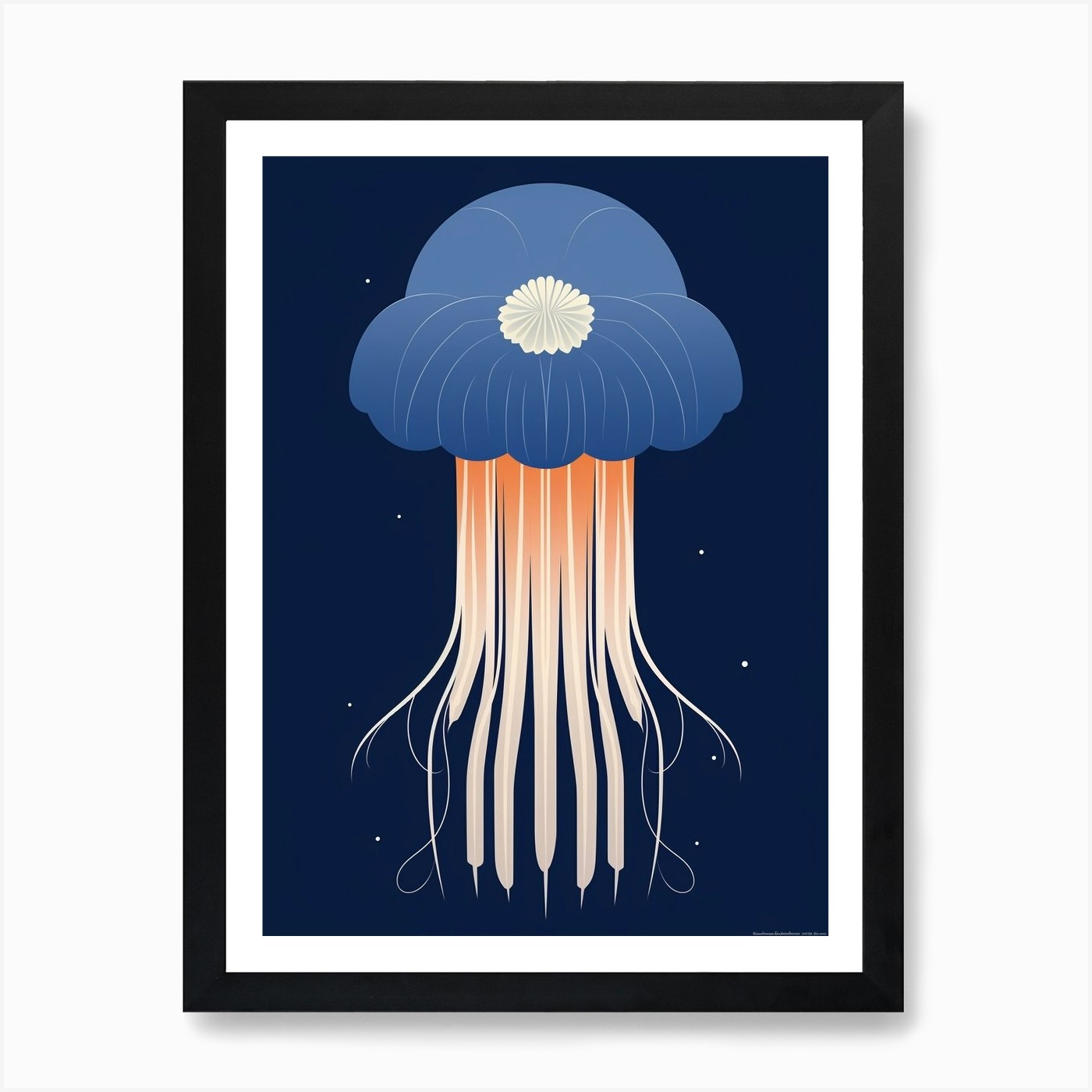 Lions Mane Jellyfish Cartoon 1 Art  Framed Wall Art Poster Canvas Print Picture