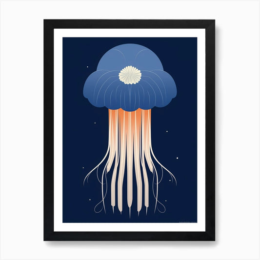 Lions Mane Jellyfish Cartoon 1 Art  Framed Wall Art Poster Canvas Print Picture