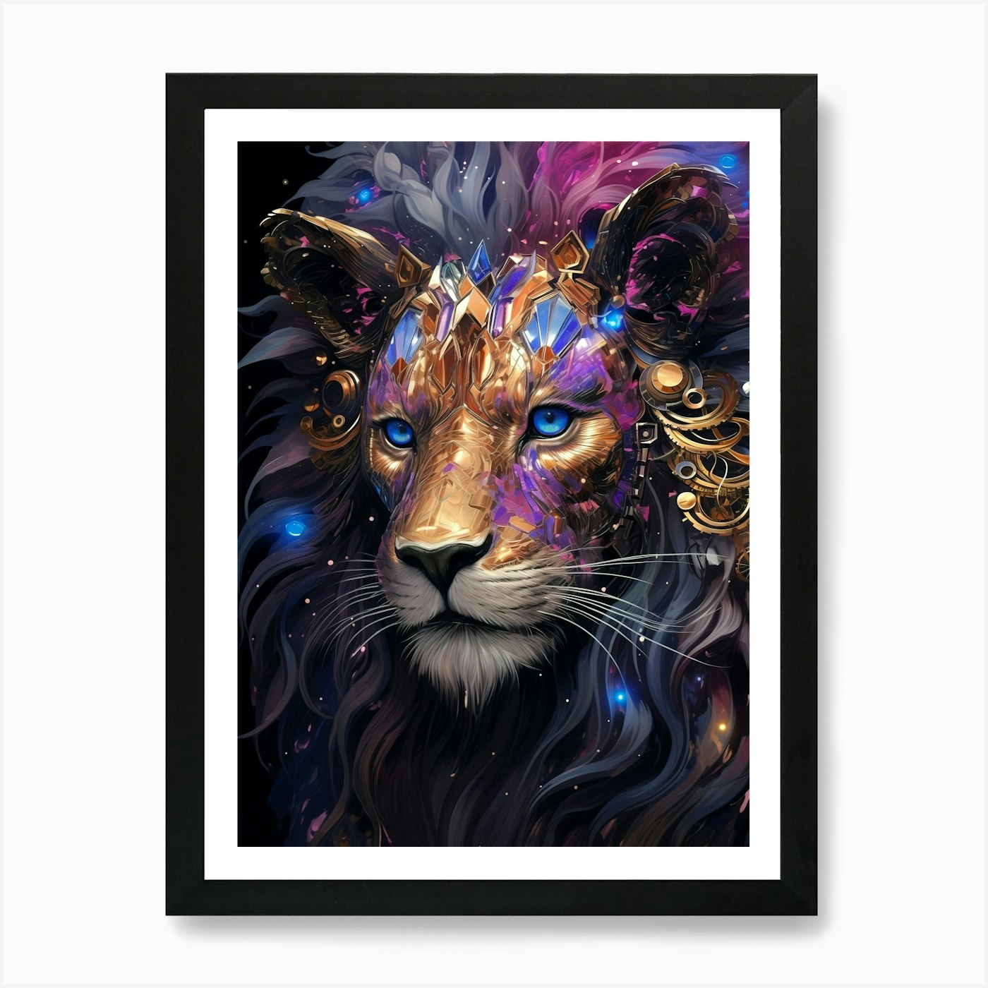 Lion Galaxy Art Print Framed Wall Art Poster Canvas Print Picture
