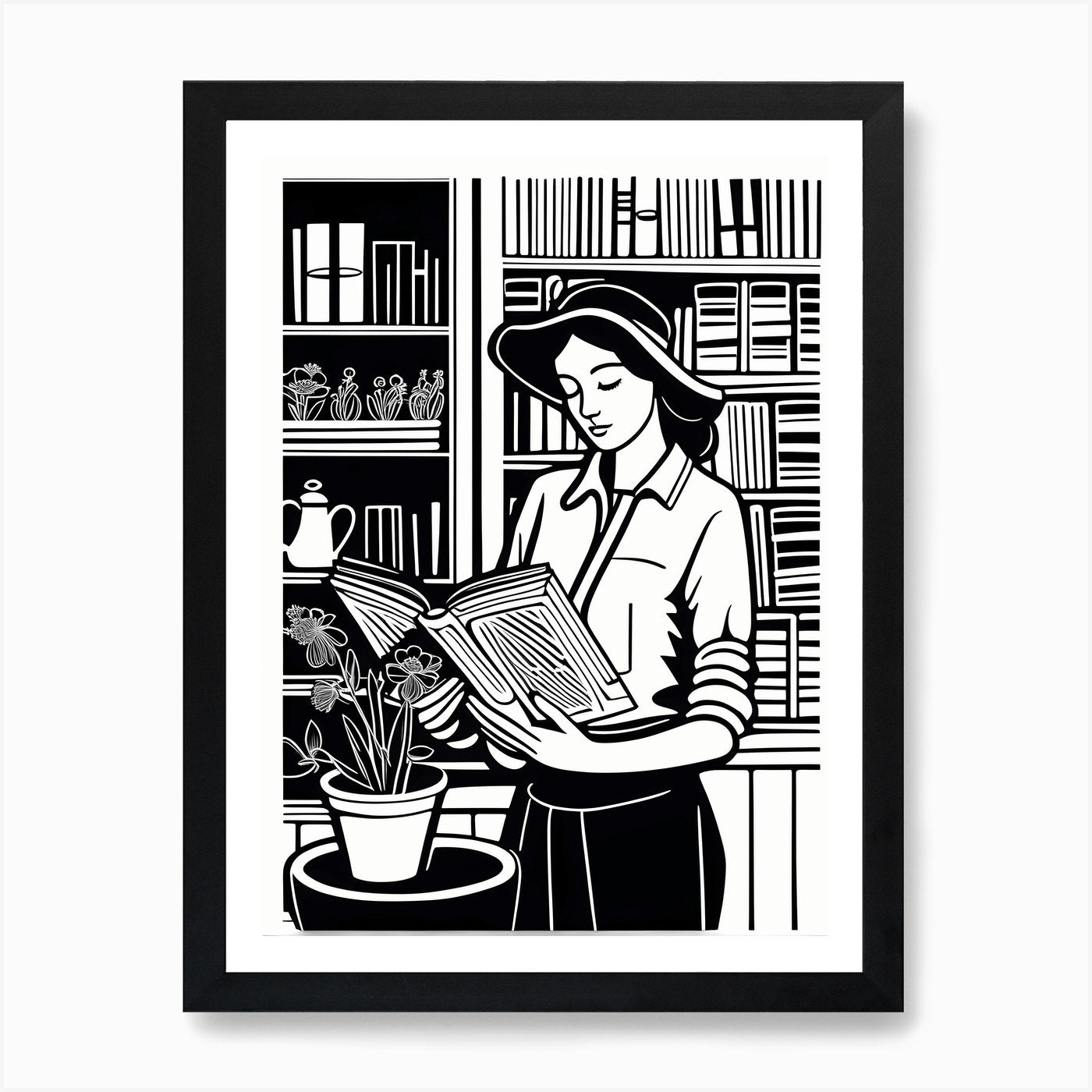 Just a girl who loves to read, Lion Framed Wall Art Poster Canvas Print Picture