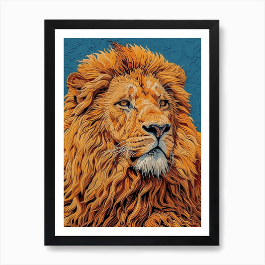Barbary Lion Relief Illustration Ma Framed Wall Art Poster Canvas Print Picture
